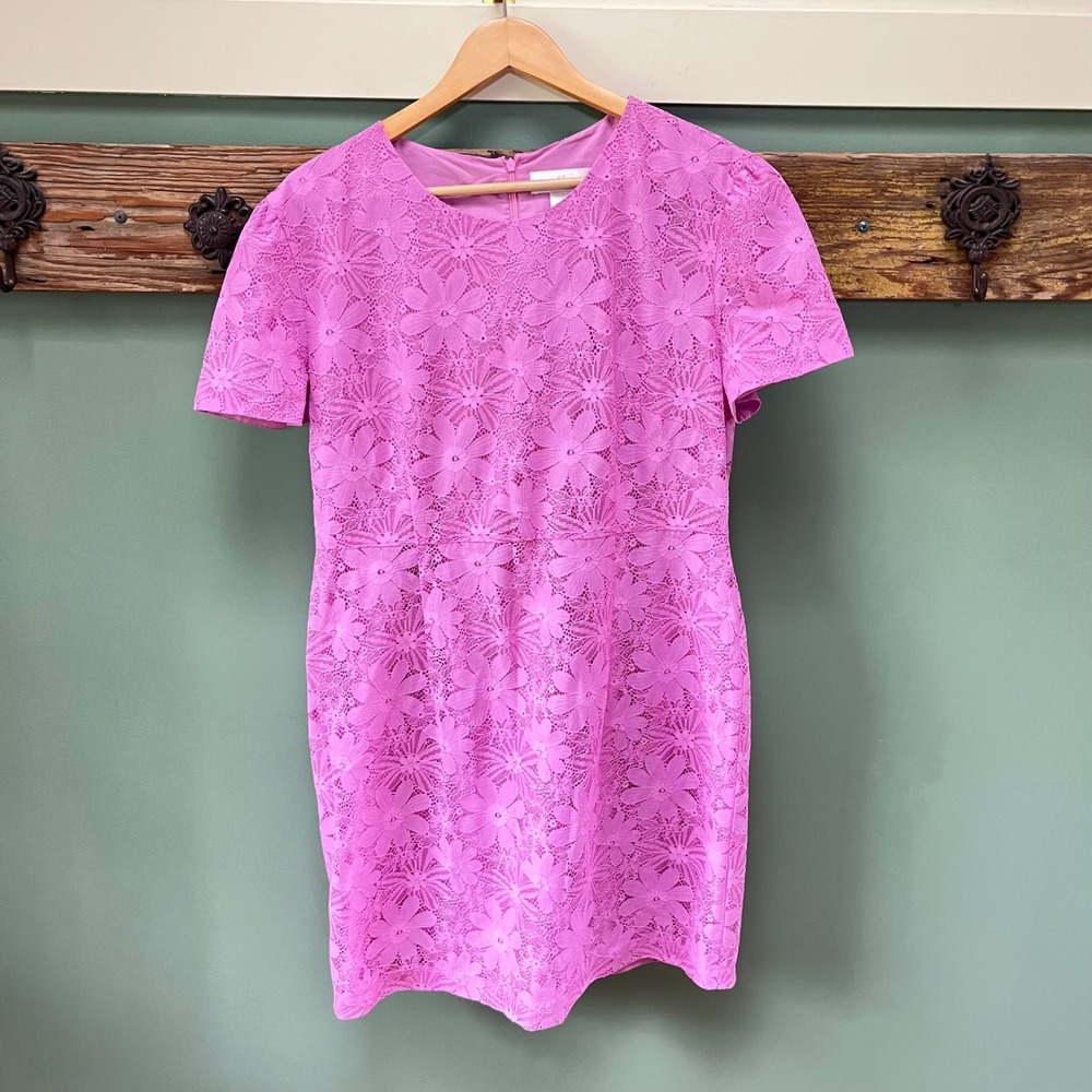 Rachel Parcell Orchid Pink Floral Lace Mini Dress Short Sleeve Size 12
